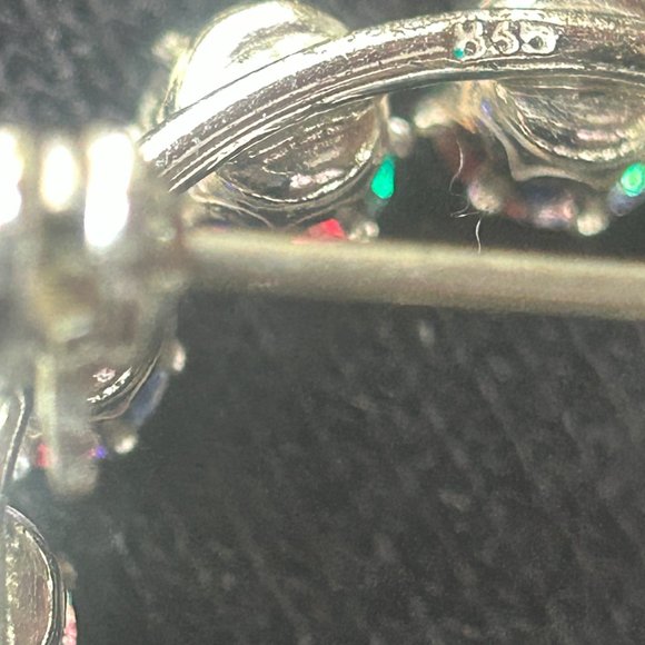 Vintage Silver Art Deco Iris Crystal Glass Eternity Brooch - Picture 7 of 7